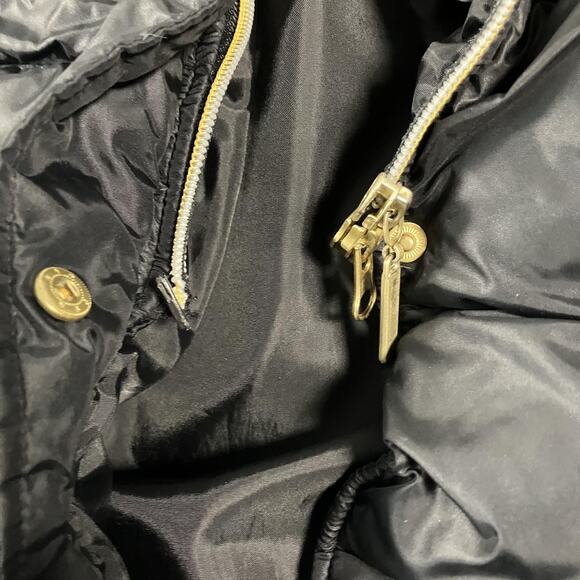 Southpole Coat Womens Medium Black Long Down Puffer Hood Faux Fur Zip Quilted - Picture 10 of 16